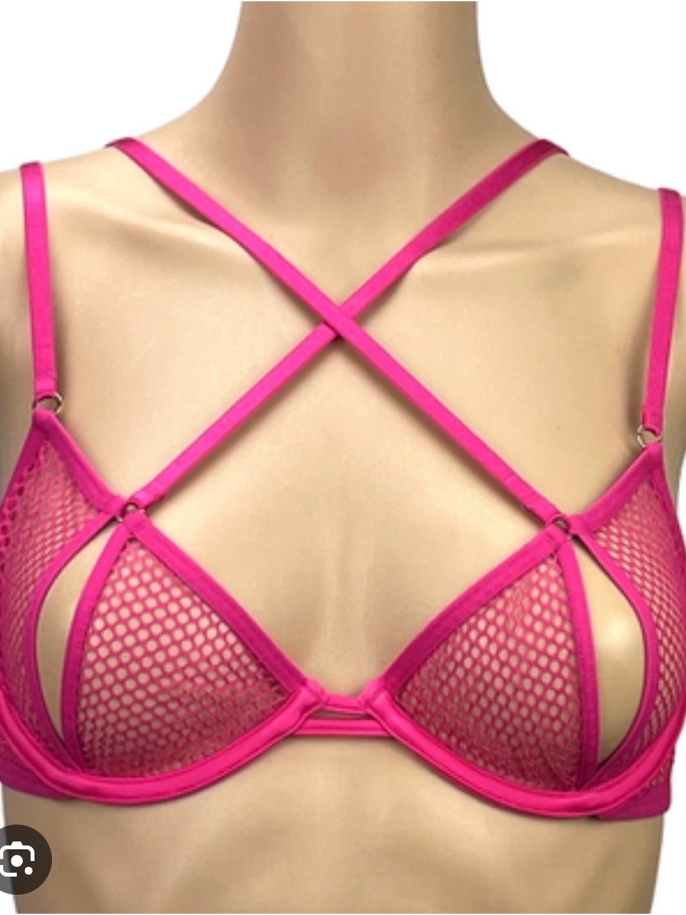 Victoria's Secret Hot Pink Strappy Mesh Underwire Bra